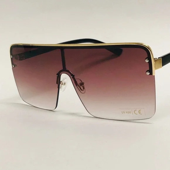 Men Streetwear Shield Flat Top Fashion Shades Designer Sunglasses Rapper Bold - Picture 10 of 12